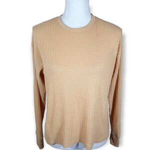 PST YELLOW WAFFLE KNIT PULLOVER SZ.S EUC